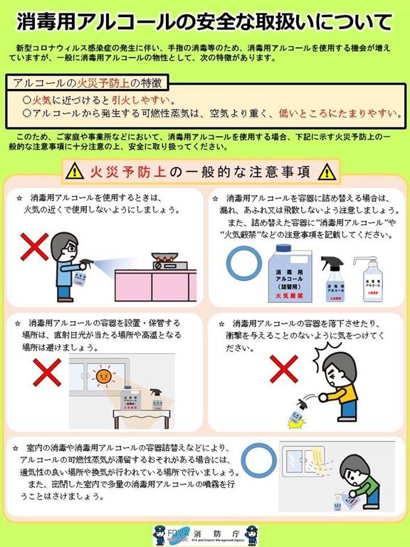 关于消毒用酒精的安全的处理 熊本市网页