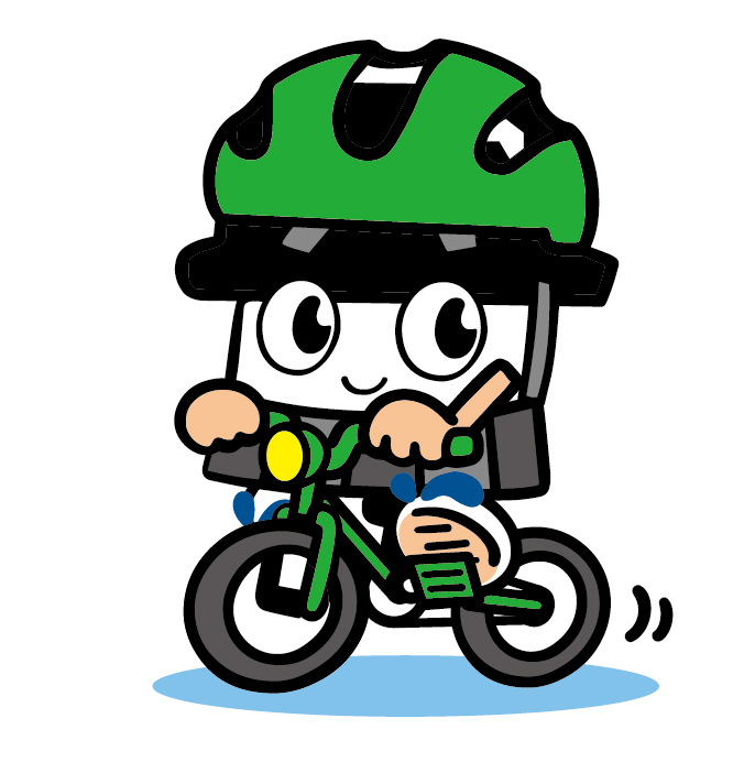 サイクリングをするひごまる（緑色）