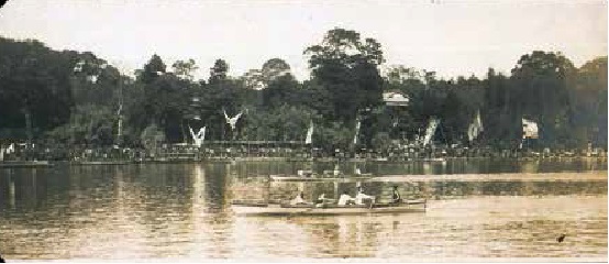 大正13年頃の江津湖でのボートレース
