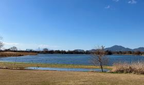 江津湖からみた金峰山方面