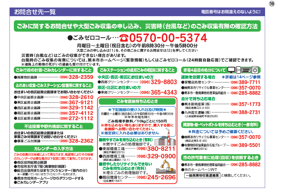19ページ お問合せ先一覧