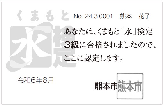 令和6年度3級合格認定証（裏）