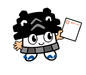 郵便ハガキを持つひごまるの画像