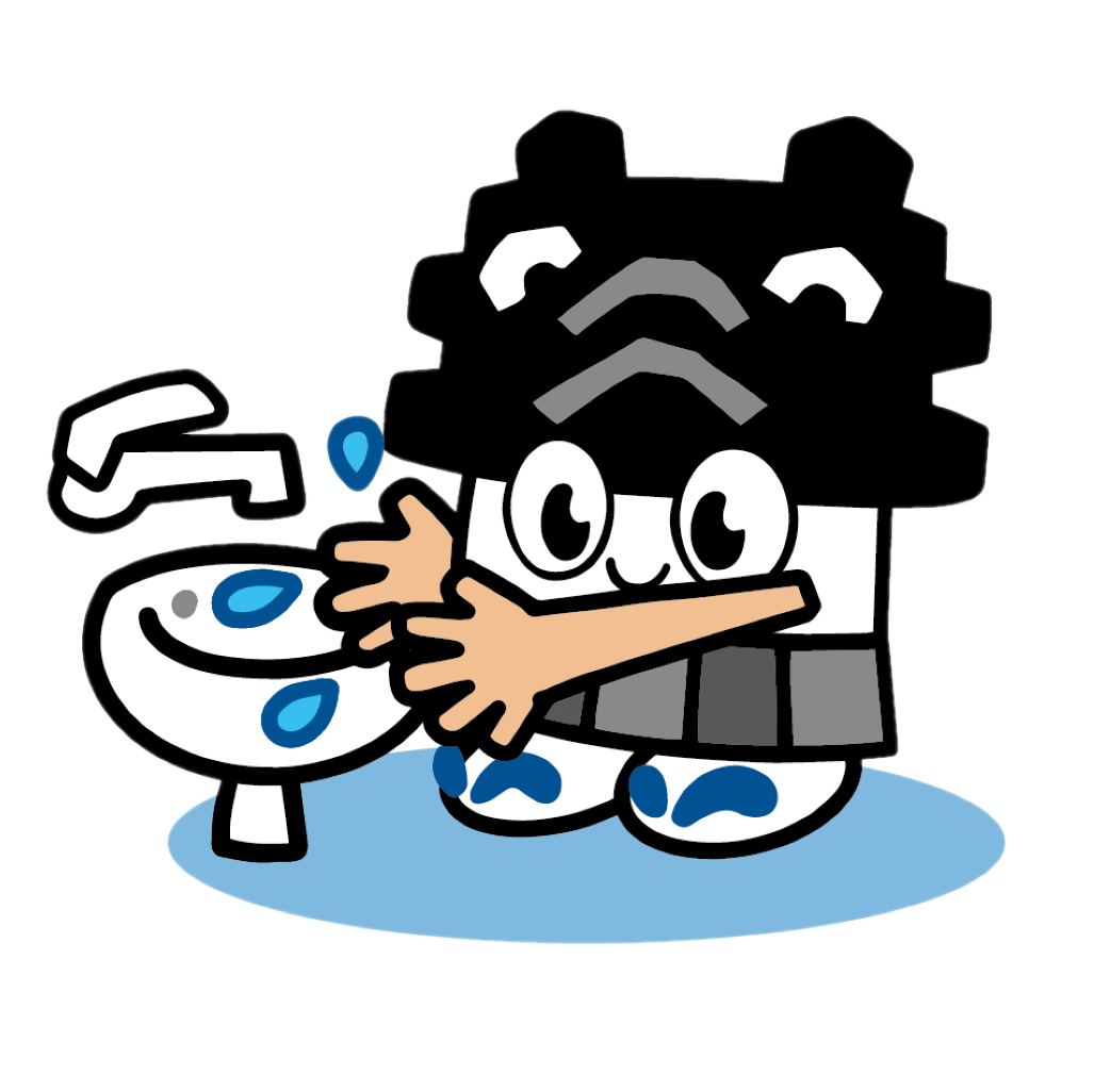 手洗いをするひごまるの画像