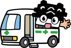 検診車に乗るひごまるの画像修正