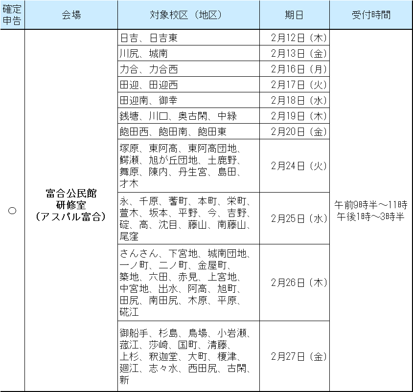 南区会場（令和8年度申告）