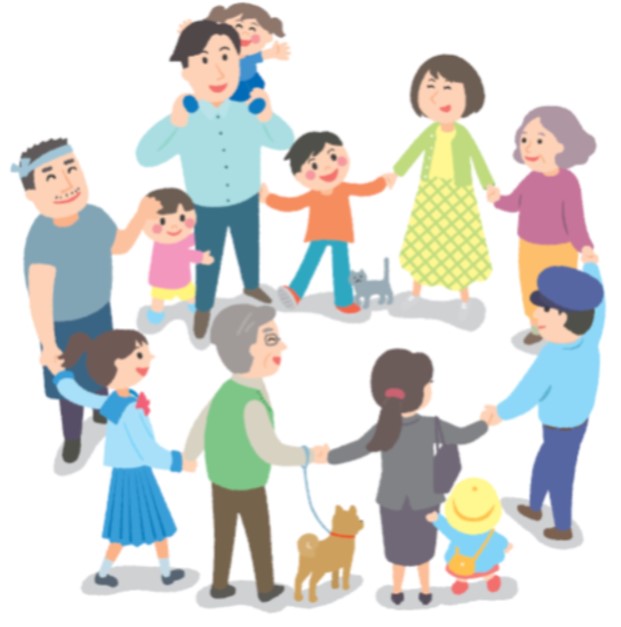 地域皆で輪になっている図