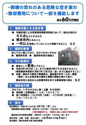 R7「熊本市老朽危険空家等除却補助」チラシ