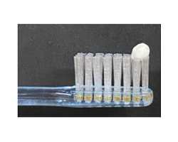 米粒程度の歯みがき剤の量の写真