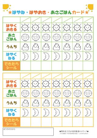 はやね・はやおき・朝ごはんカード（シール面）
