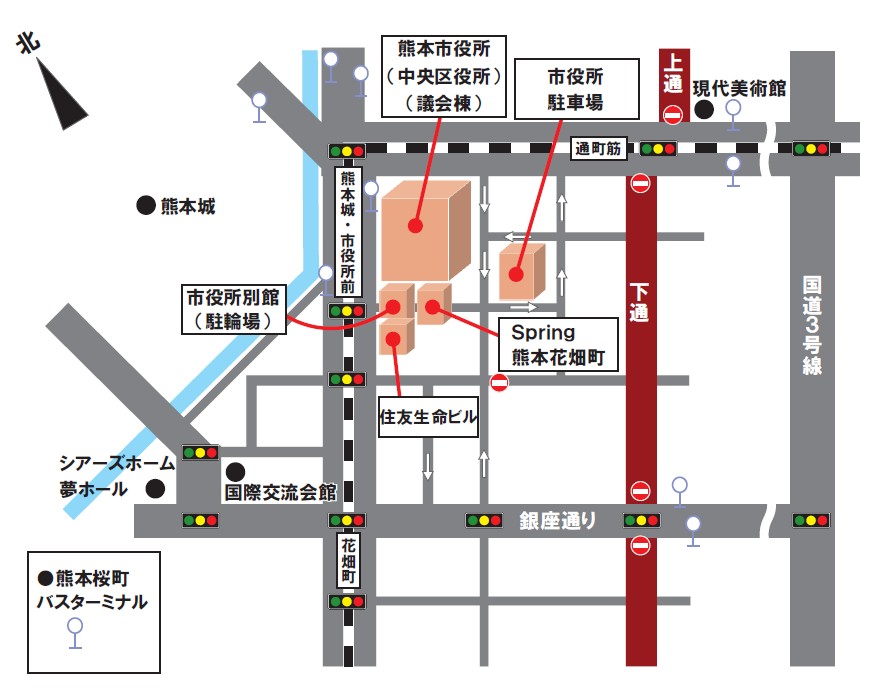 市役所周辺の地図