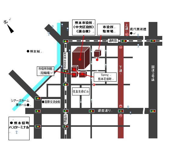 市役所へのアクセス地図 市役所へのアクセス地図