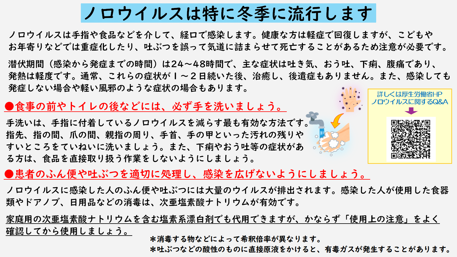 ノロウイルスは特に冬季に流行します