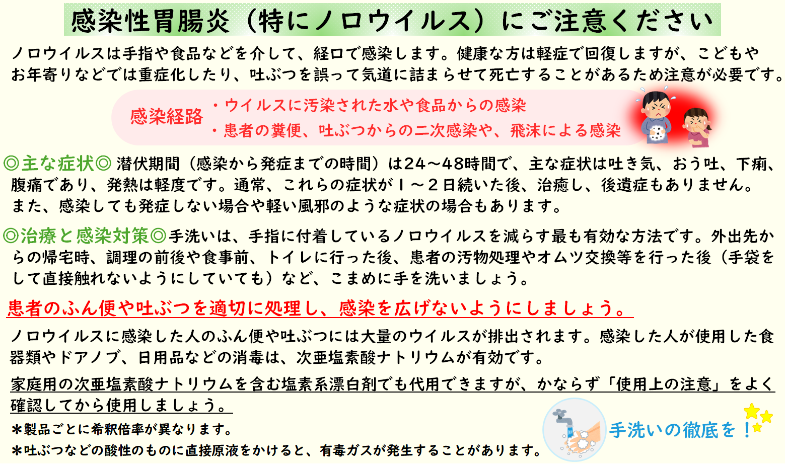 感染性胃腸炎（特にノロウイルス）にご注意ください