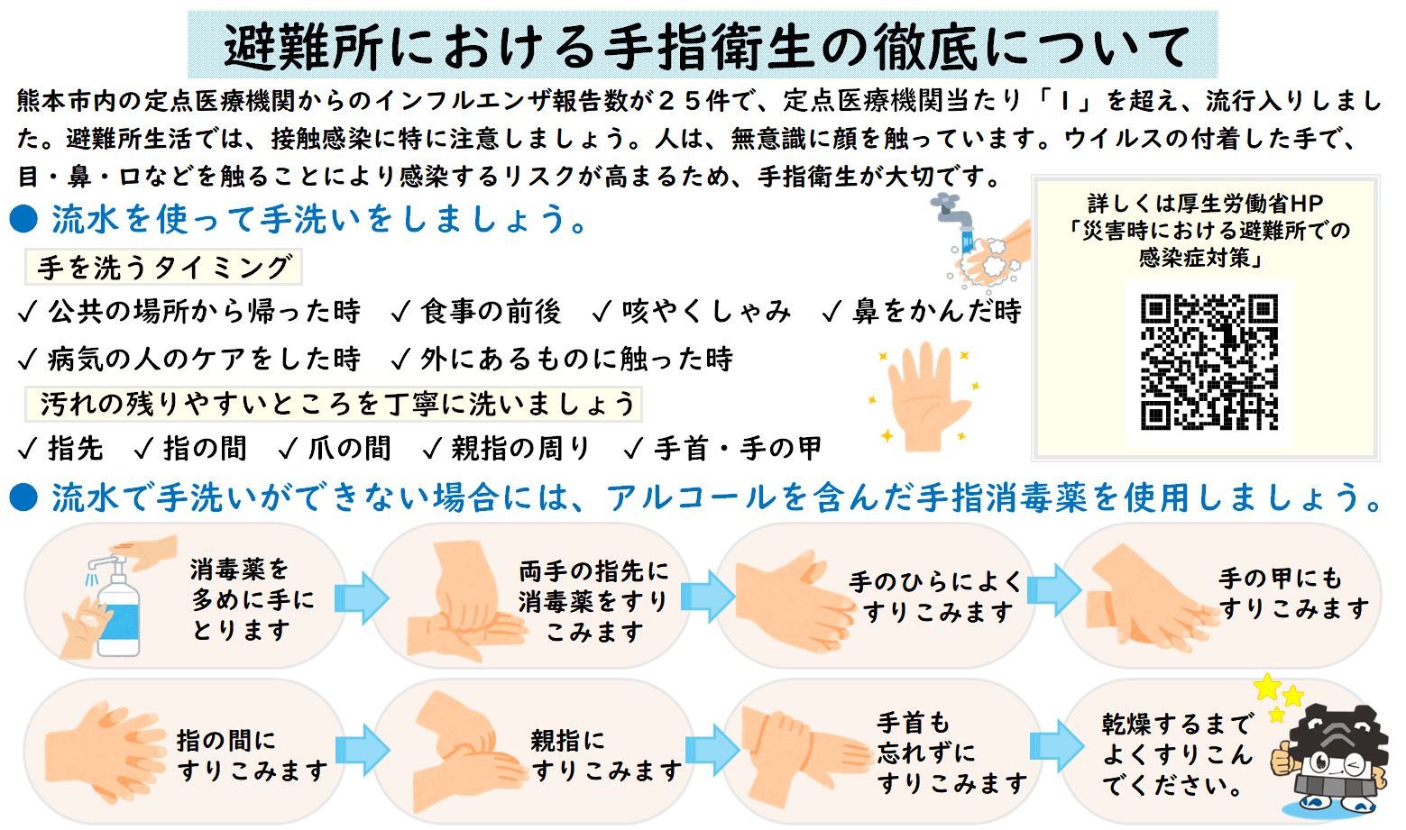 避難所における手指衛生の徹底について