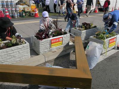 植え付け活動中