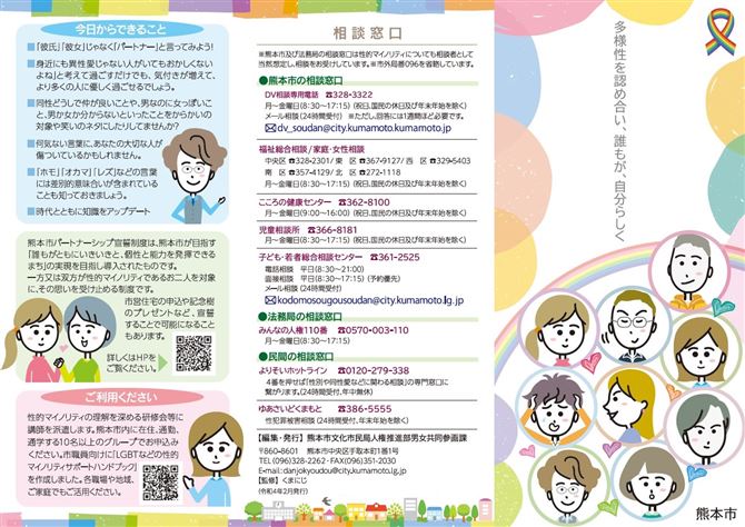 性的マイノリティに関するリーフレット（表）