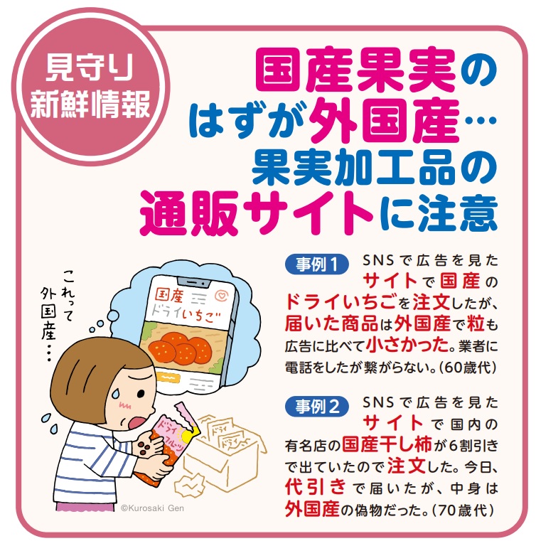 国セン見守り新鮮情報（第480号）【国産果実のはずが外国産…果実加工品の通販サイトに注意】