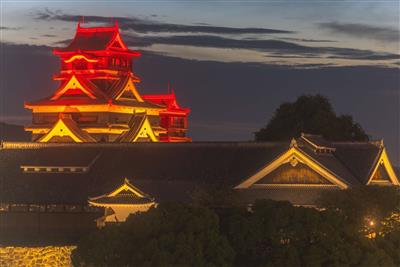 熊本城カラーライトアップ（バレンタインデー）