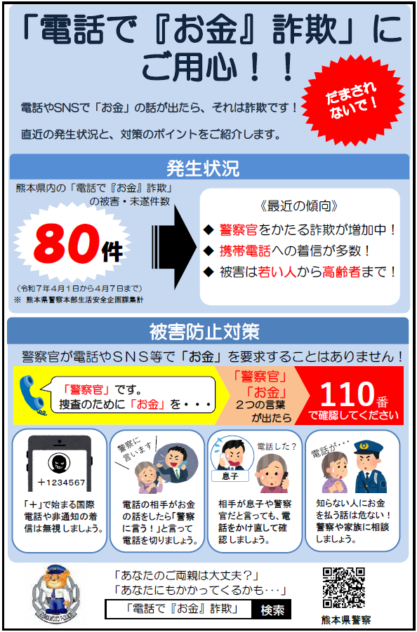 電話で『お金』詐欺