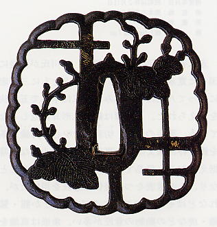 鐔　西垣勘四郎作　窓桐透の画像