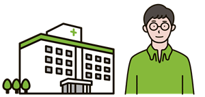 病院に来院する絵