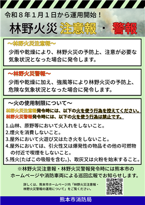 林野火災注意報・警報　チラシ