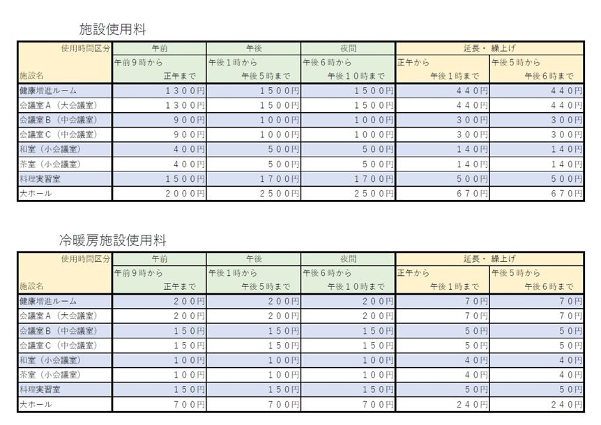 料金表