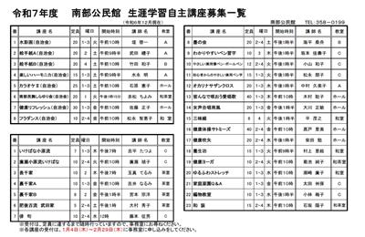 生涯学習自主講座一覧
