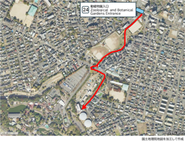 受付までの経路（健軍水源地）