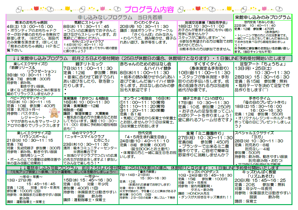 R8.4月　プログラム内容（つどい）