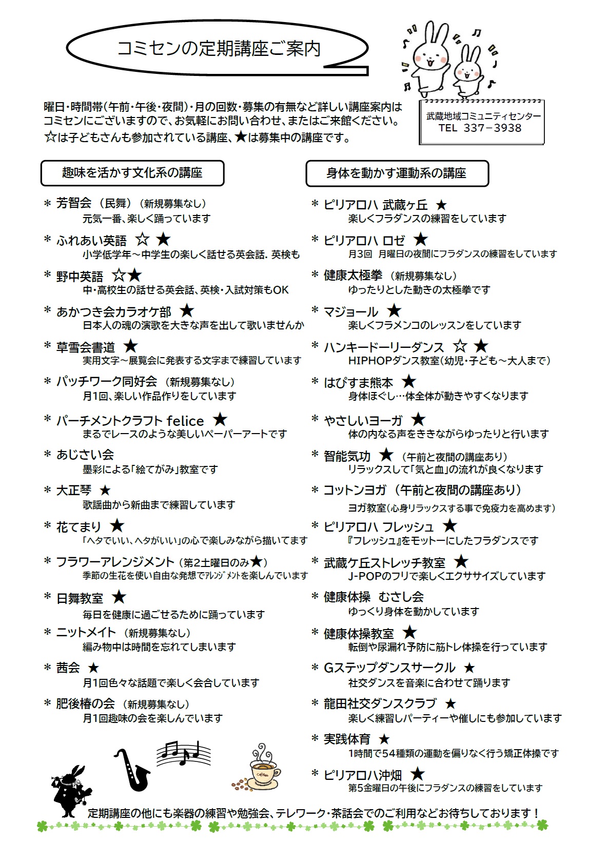 むさしコミセンだより第38号（裏）