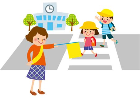 小学生が横断歩道を渡っているイラスト