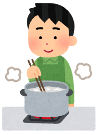 料理をしている男性のイラスト